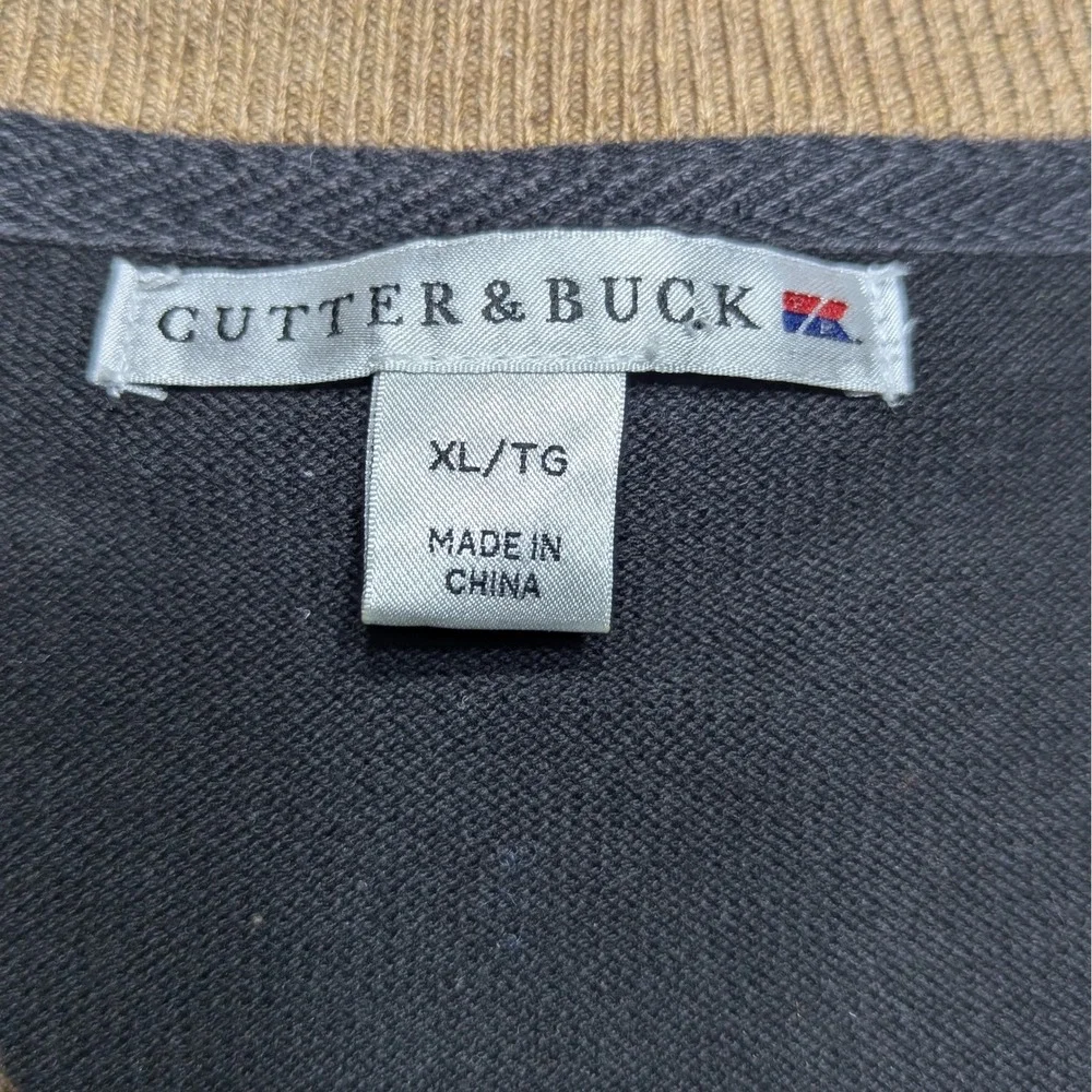 Cutter &‎ Buck Argyle Quarter Zip Sweater Gray Cotton Pullover Men's XL